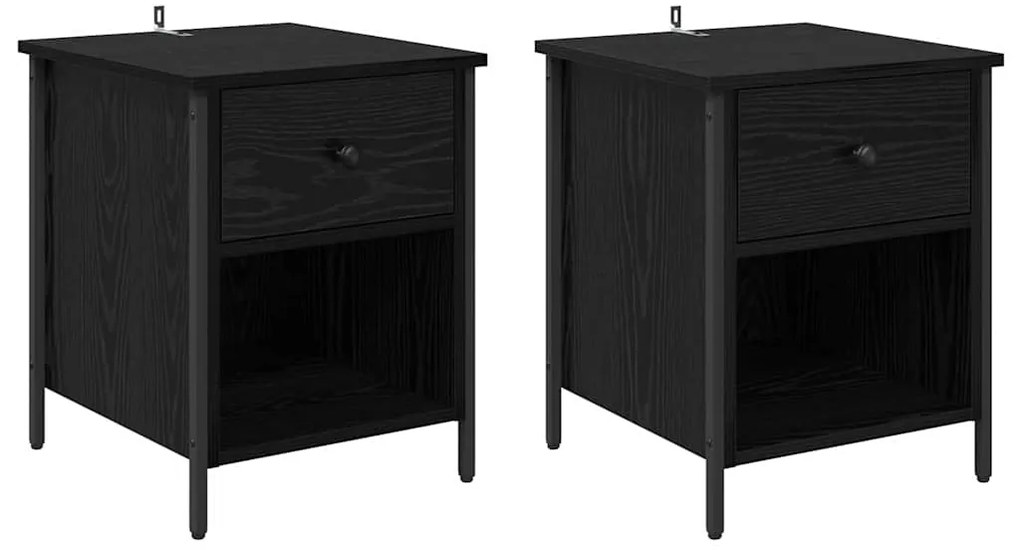 vidaXL Κομοδίνο 2 pcs Μαύρη δρυς 40 x 42 x 50 cm Επεξεργασμένο ξύλο