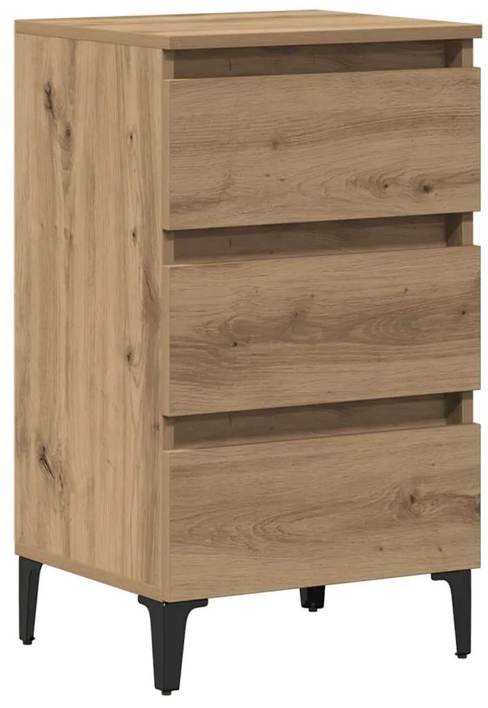 vidaXL Ντουλάπι κρεβατιού με μεταλλικά πόδια Artisan Oak 40x35x69 cm