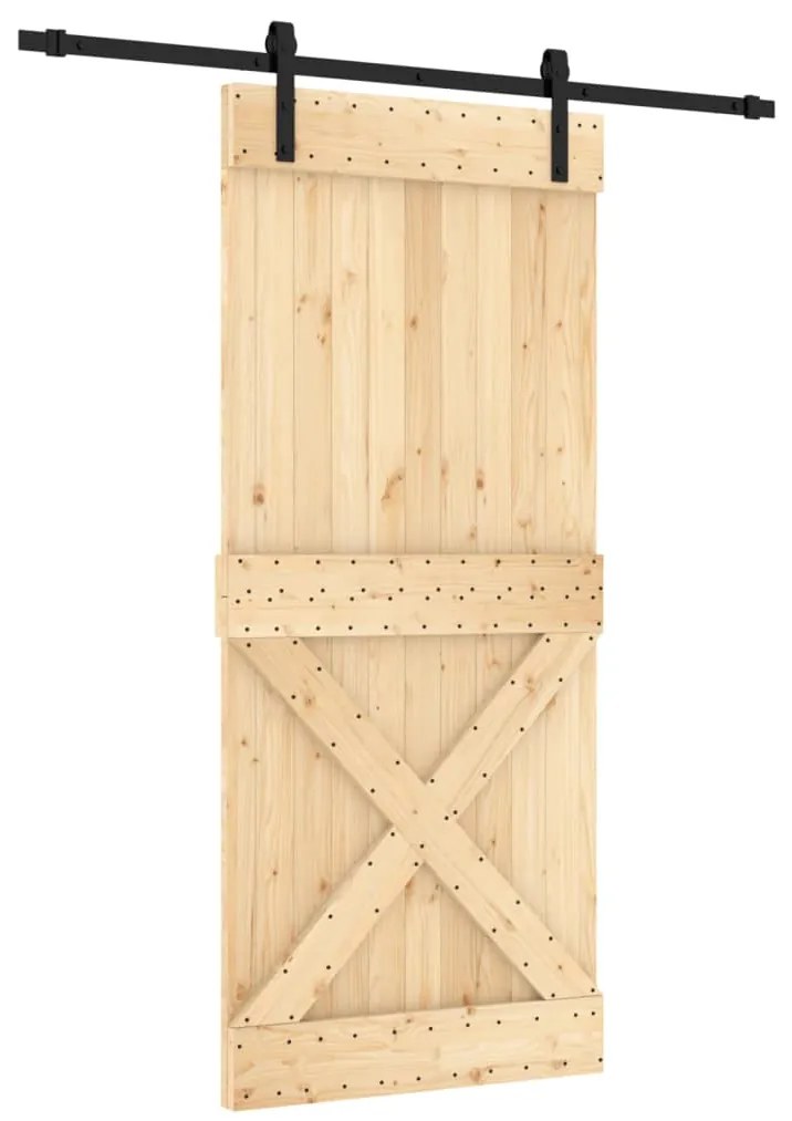 vidaXL Συρόμενη Μεσόπορτα με Μηχανισμό 90 x 210 εκ. Μασίφ Ξύλο Πεύκου