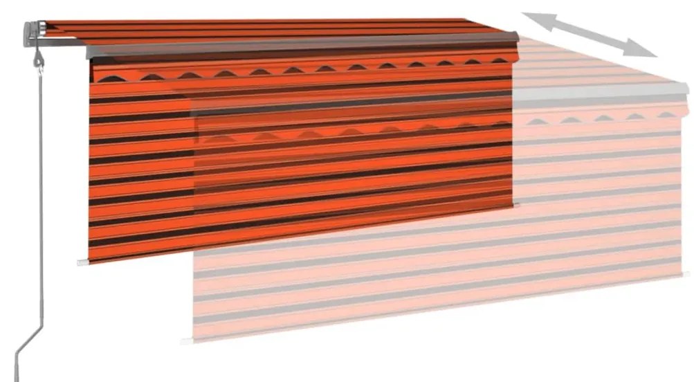 vidaXL Τέντα Συρόμενη Αυτόματη με Σκίαστρο Πορτοκαλί/Καφέ 3 x 2,5 μ