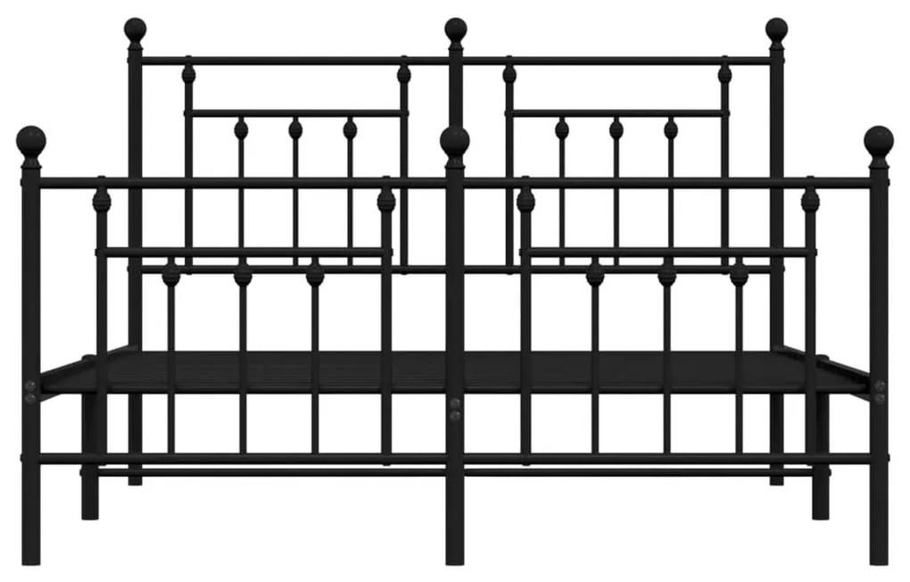 Πλαίσιο Κρεβατιού με Κεφαλάρι&amp;Ποδαρικό Μαύρο 140x200εκ. Μέταλλο - Μαύρο