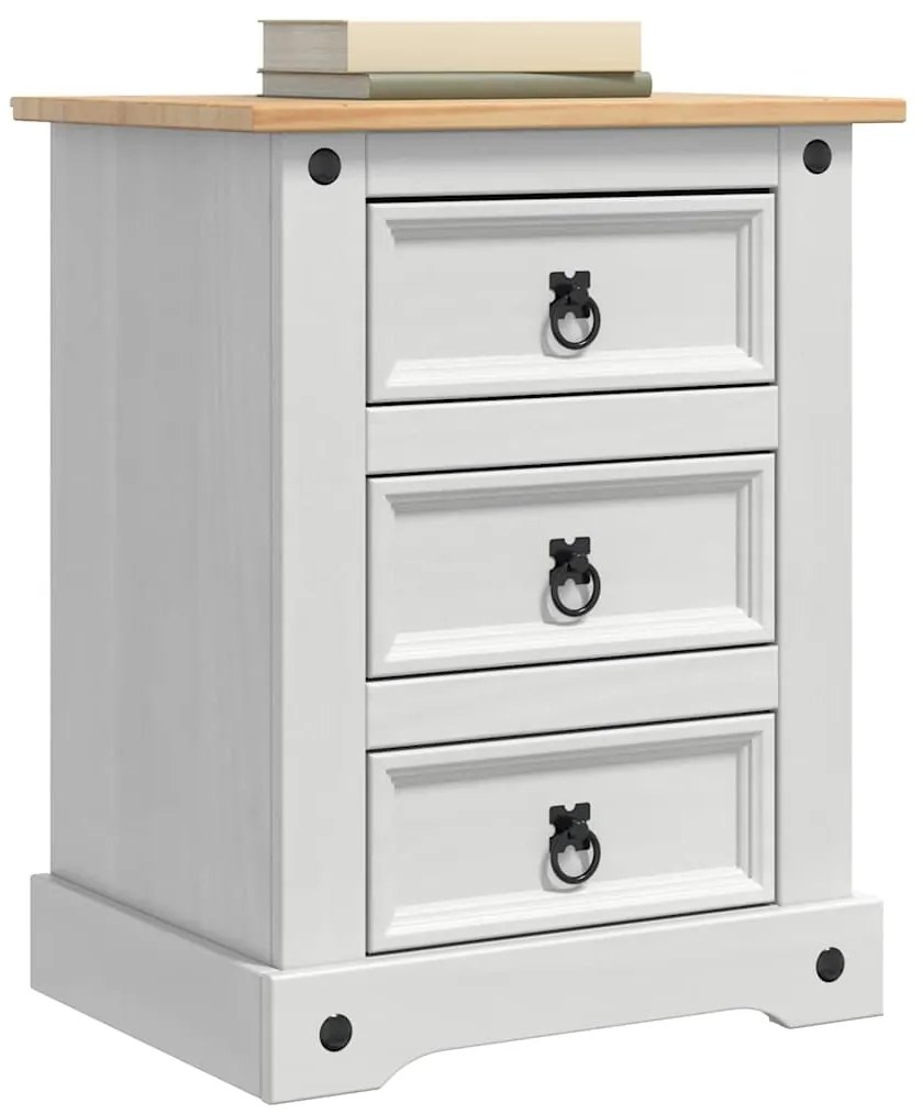 vidaXL Κομοδίνο με συρτάρι Λευκό 53 x 39 x 66 εκ Στερεά ξυλεία πεύκου