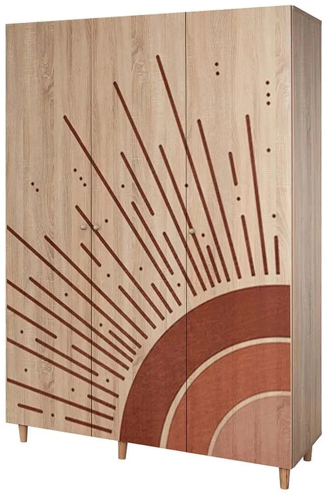 Ντουλάπα Τρίφυλλη Lena 869VEL8660 135x52x192cm Multi Τρίφυλλη