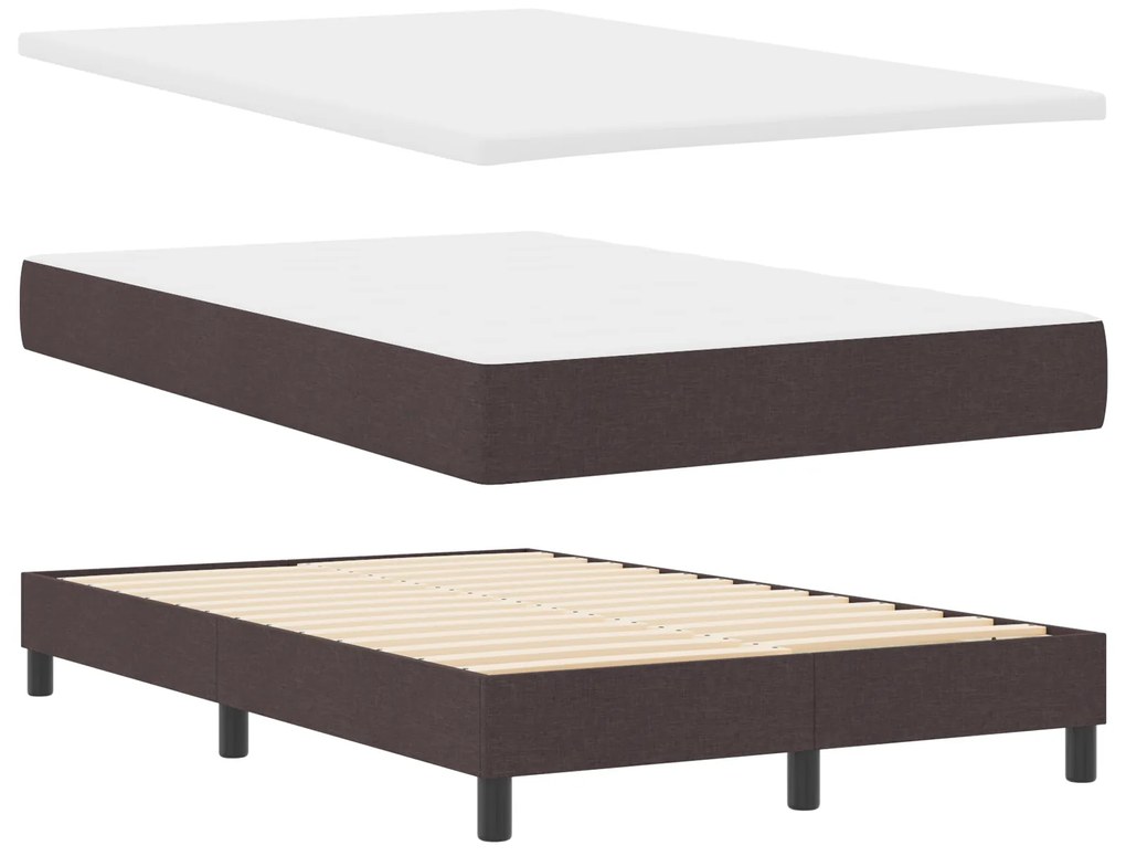 vidaXL Κρεβάτι Box Spring με Στρώμα & Πάγκο Σκούρο Καφέ 120x200 εκ. Ύφασμα