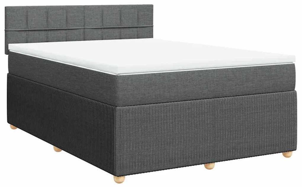 vidaXL Κρεβάτι Boxspring με Στρώμα Σκούρο Γκρι 140x190 εκ. Υφασμάτινο