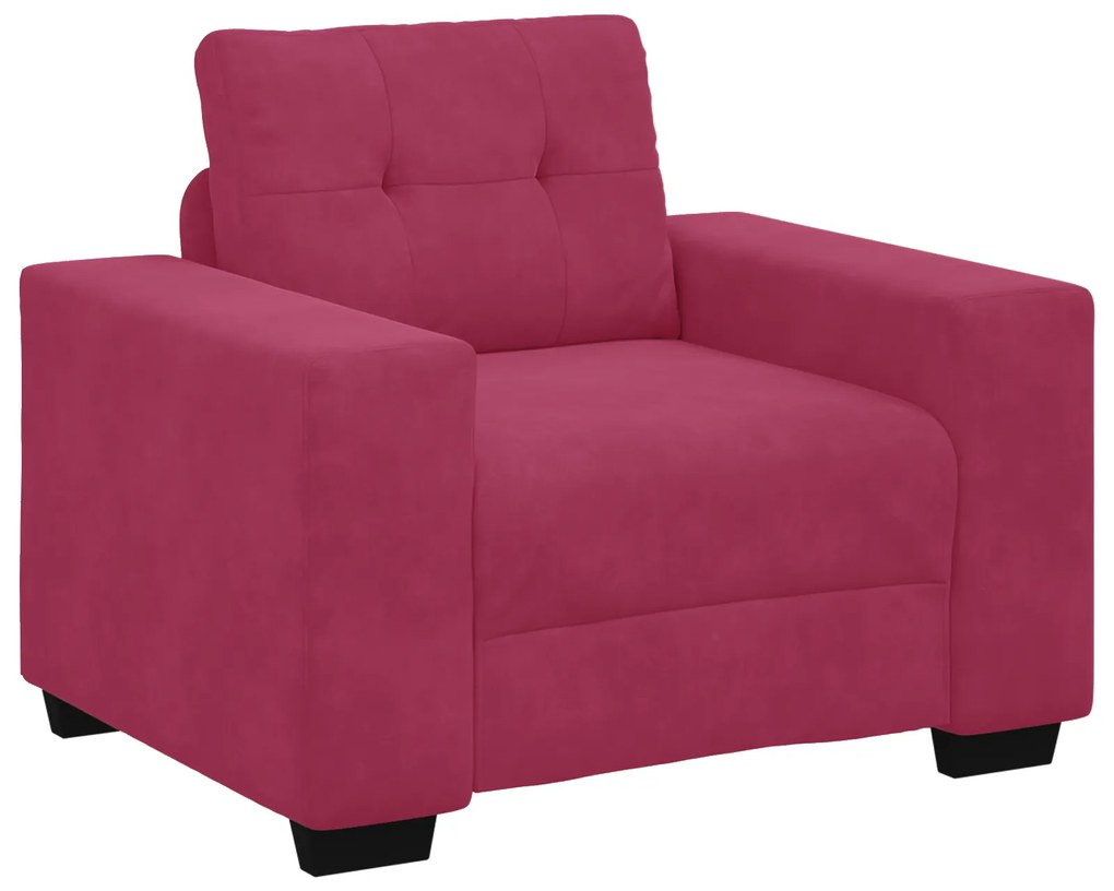 vidaXL Σετ Καναπέ με μαξιλάρι 3 pcs Κόκκινο 221 x 78 x 80 εκ Βελούδο