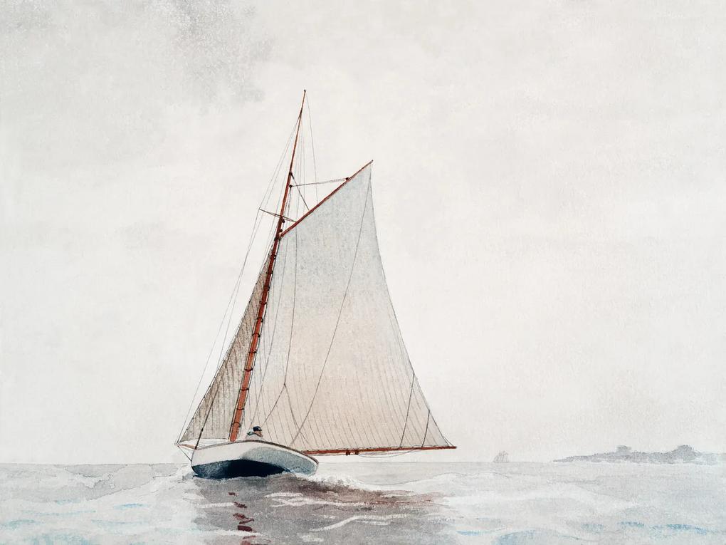 Εκτύπωση έργου τέχνης Sailing off Gloucester (Boat on the Ocean) - Winslow Homer, (40 x 30 cm)