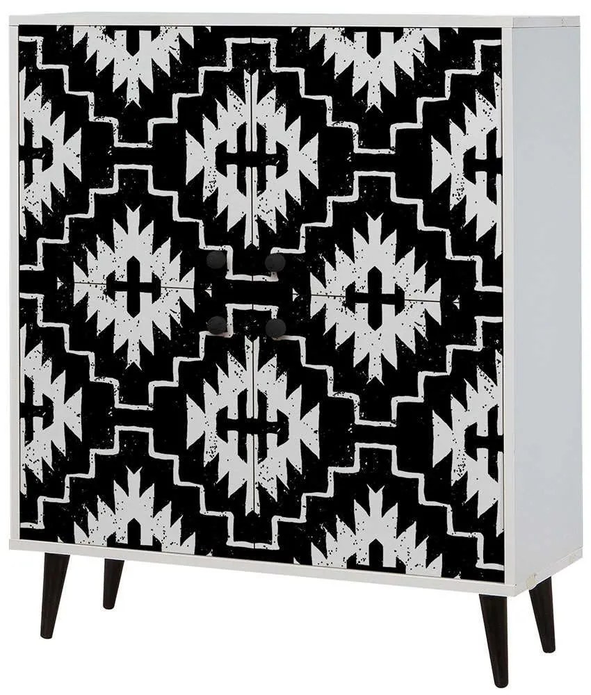 Παπουτσοθήκη - Ντουλάπι Multilux Swan 869VEL3989 95x36x111cm White-Black Μοριοσανίδα,Ξύλο