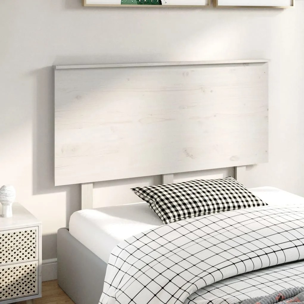 vidaXL Κεφαλάρι Κρεβατιού Λευκό 124x6x82,5 εκ. Μασίφ Ξύλο Πεύκου