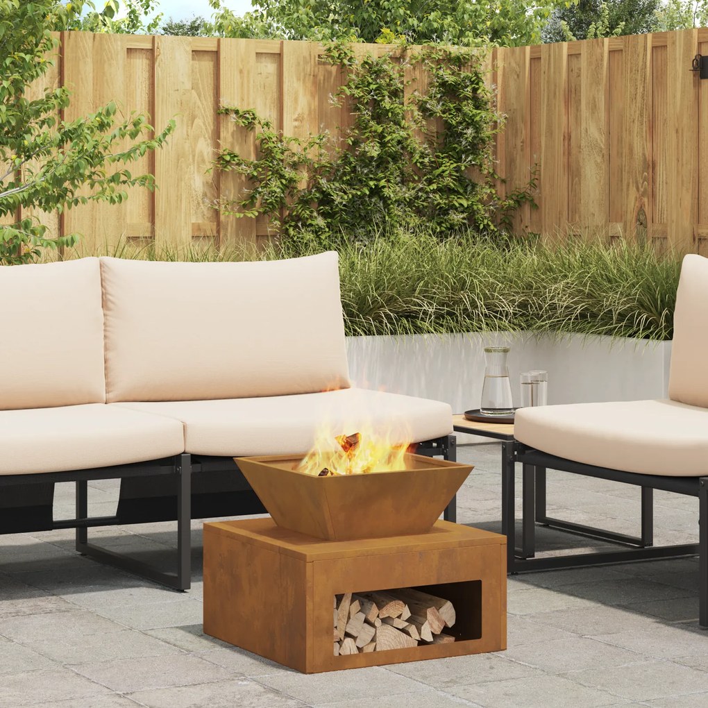 vidaXL Φωτιά 50 x 50 x 40 cm από Corten Ατσάλι
