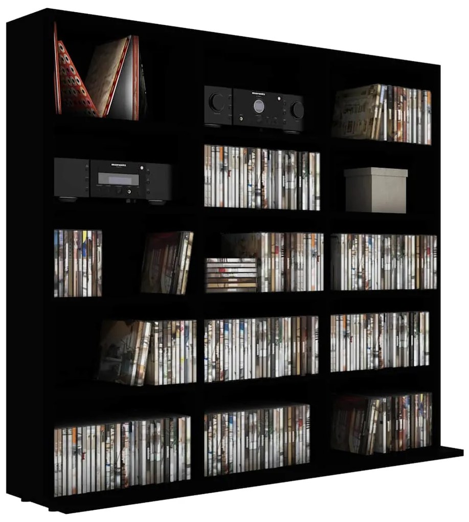 vidaXL Έπιπλο για CD Μαύρο 100 x 23 x 89,5 εκ. από Επεξ. Ξύλο
