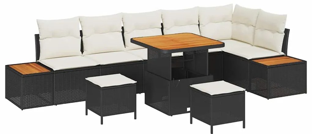 vidaXL Σετ Καναπέ Κήπου με μαξιλάρι 9 pcs Μαύρο Πολυ ράταν