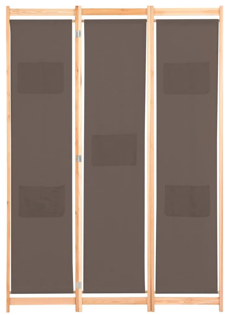 vidaXL Διαχωριστικό Δωματίου με 3 Πάνελ Καφέ 120x170x4 εκ. Υφασμάτινο