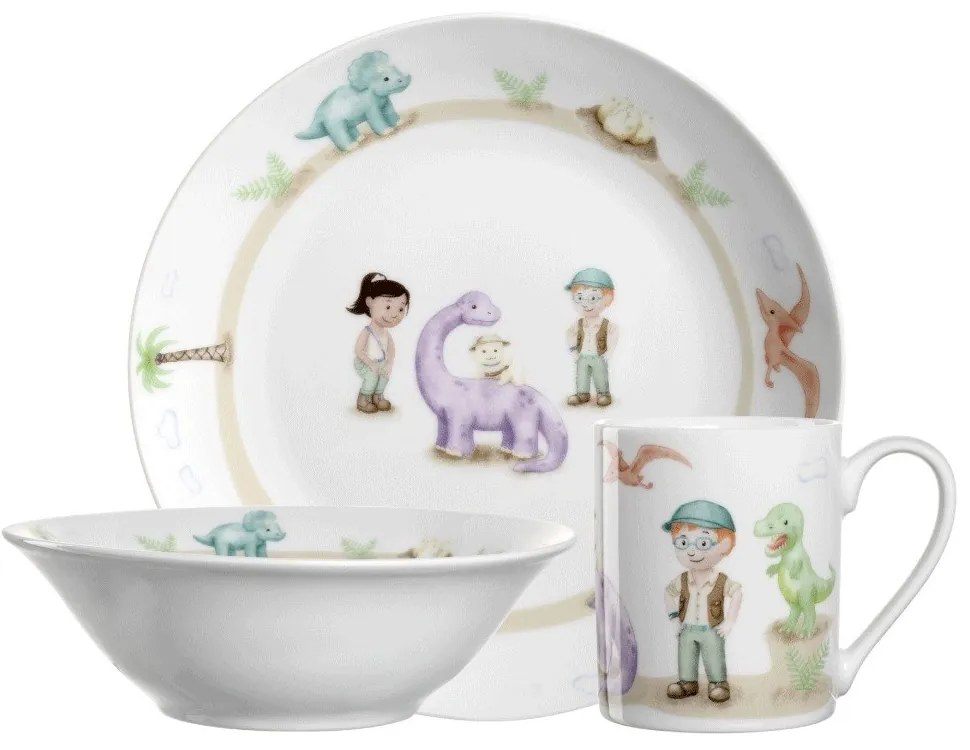 Σερβίτσιο Φαγητού Παιδικό Dino (Σετ 3Τμχ) 022805L Multi Leonardo Πορσελάνη