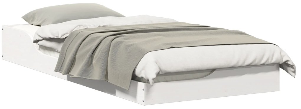 vidaXL Κρεβάτι δαπέδου Λευκό 90 x 200 cm Συμπαγές ξύλο πεύκου
