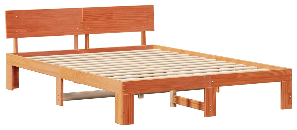 vidaXL PLATFORM KREVATIO με Κεφαλάρι Καφέ 150x200 εκ. Μασίφ Ξύλο Πεύκου