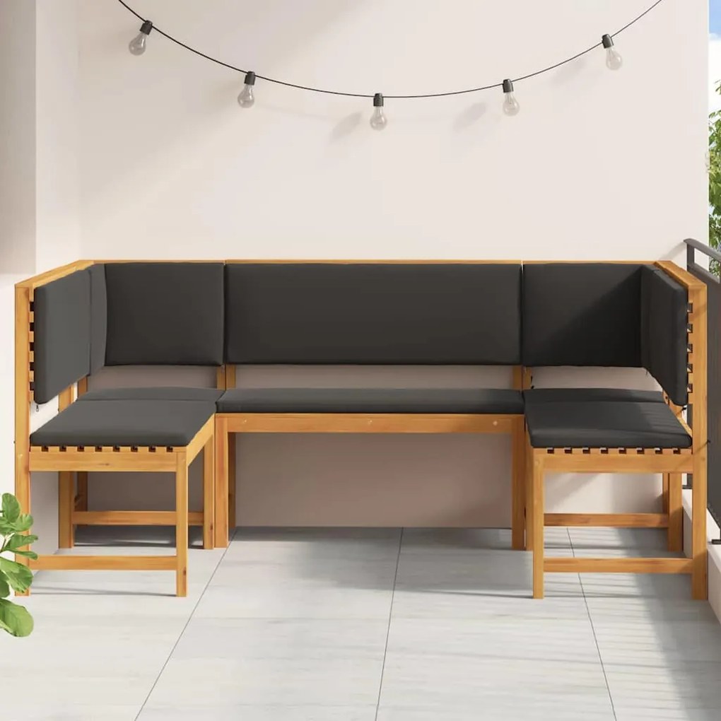 vidaXL Σετ Παγκάκι Κήπου 5 pcs Καφέ Μασίφ ξύλο ακακίας