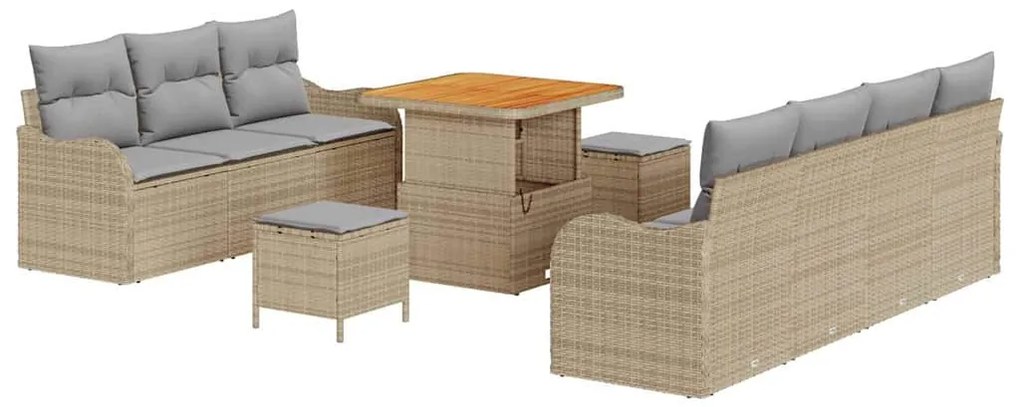 vidaXL Σετ Καναπέ Κήπου 10 pcs Μπεζ, Ανοιχτό Γκρι 80 x 80 x 71 cm