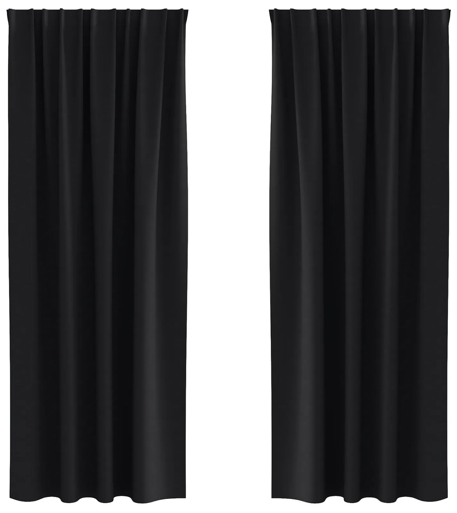 vidaXL Κουρτίνες με κουρτίνες 2 pcs Μαύρο 245 x 140 εκ. Πολυεστέρας