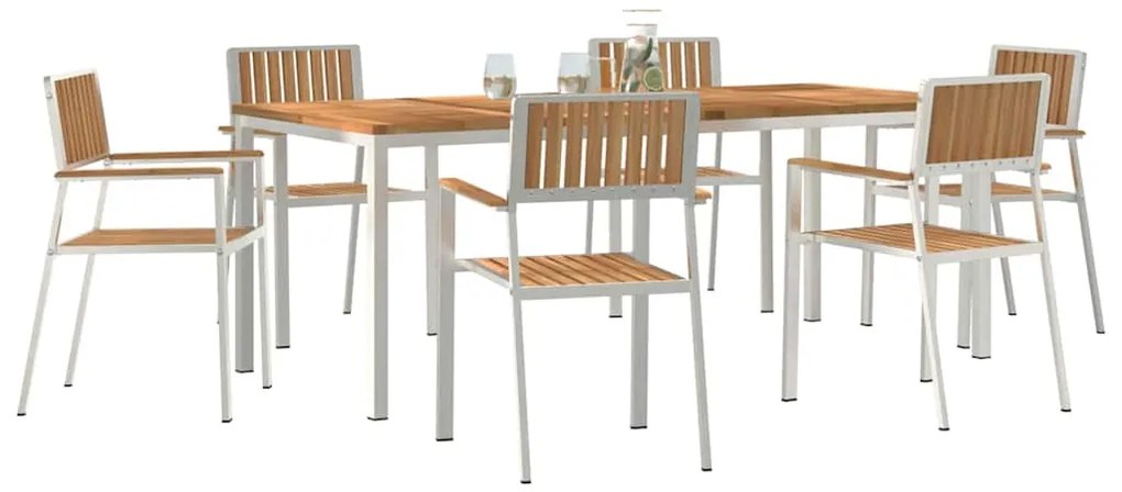 vidaXL Σέτ φαγητού για κήπο 7 pcs Καφέ Μασίφ ξύλο teak