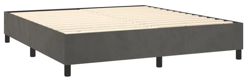 Κρεβάτι Boxspring με Στρώμα Σκούρο Γκρι 160x200 εκ. Βελούδινο - Γκρι