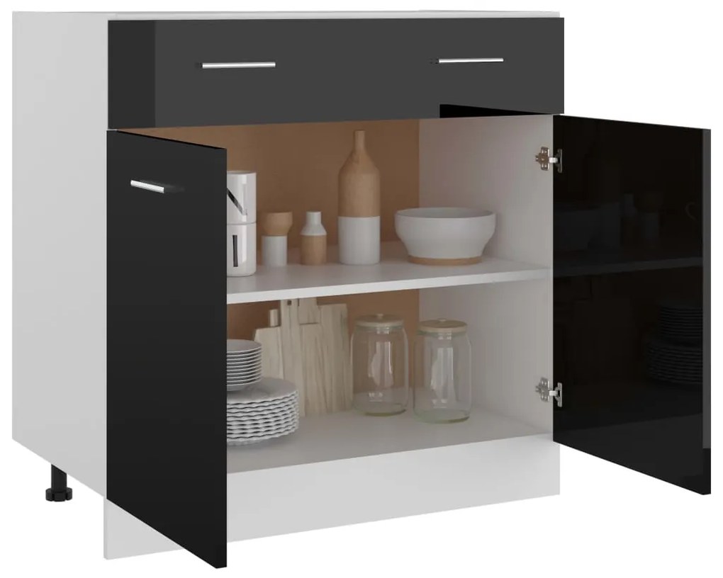 vidaXL Ντουλάπι με Συρτάρι Lyon Γυαλιστερό Μαύρο 80x46x81,5εκ.