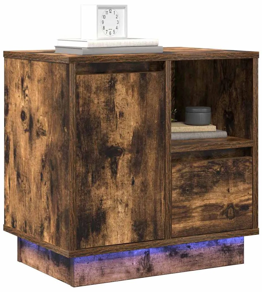 vidaXL Κομοδίνο Καπνιστό Δρύς 50 x 34,5 x 50 εκ. Επεξεργασμένο ξύλο