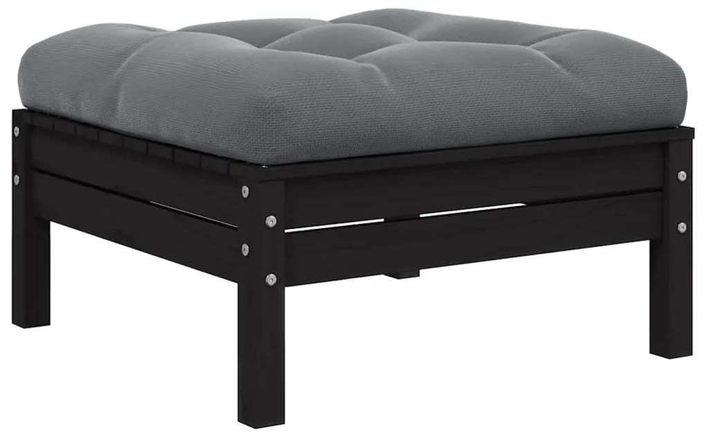 vidaXL Σαλόνι Κήπου Σετ 3 Τεμ. Μαύρο Μασίφ Ξύλο Πεύκου με Μαξιλάρια