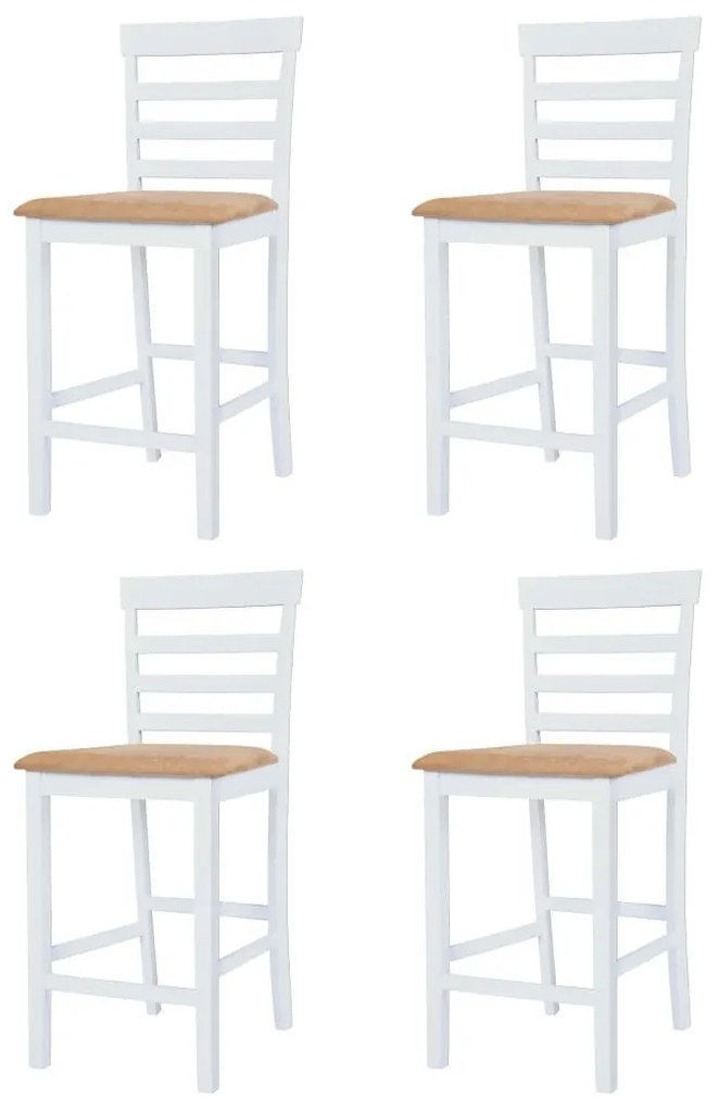 Σετ Τραπέζι και Καρέκλες Μπαρ 5 τεμ. Καφέ &amp; Λευκό Μασίφ Ξύλο - Πολύχρωμο