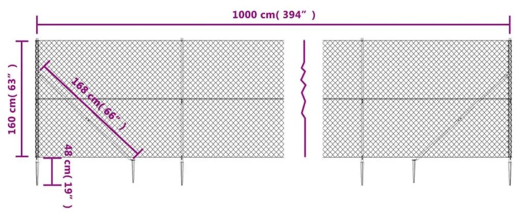 Συρματόπλεγμα Περίφραξης Ασημί 1,6 x 10 μ. με Καρφωτές Βάσεις - Ασήμι