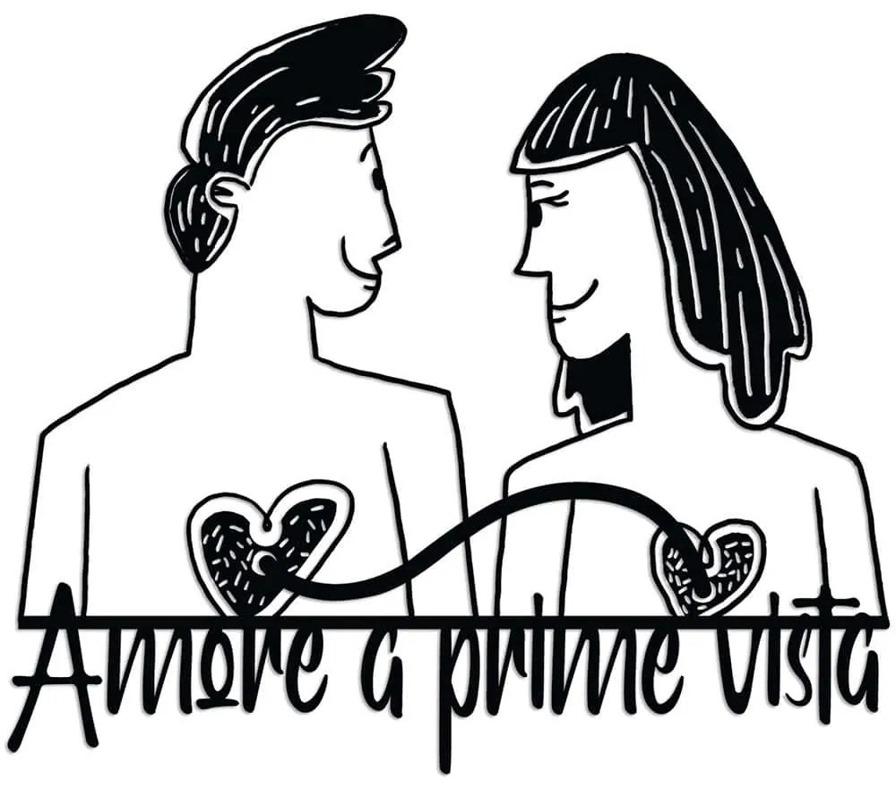 Διακοσμητικό Τοίχου Amore Prima Vista 891TNL3476 56x49cm Black Wallity Μέταλλο