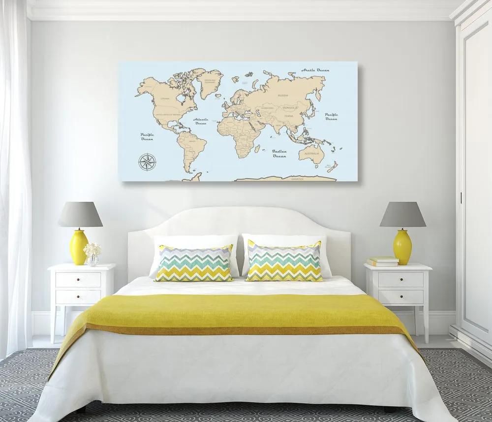 Εικόνα μπεζ παγκόσμιου χάρτη σε μπλε φόντο