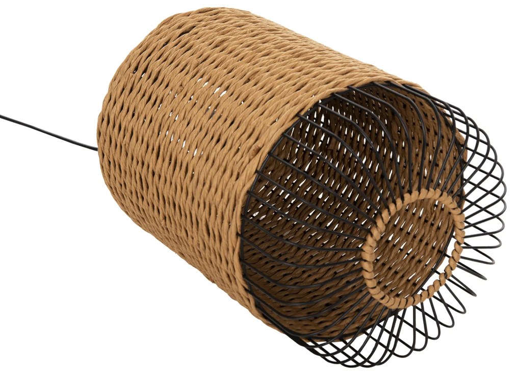 Φωτιστικό Οροφής Κρεμαστό Paper Rope Μπεζ-Μαύρο Μέταλλο-Φ26x40-120Υεκ.