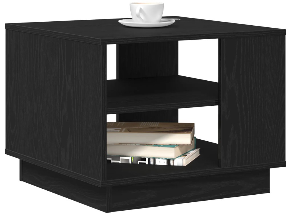 vidaXL Μαύρο Οξιά Καφέ Τραπέζι 55x55x42 εκ. Κατασκευασμένο από Επεξεργασμένο Ξύλο