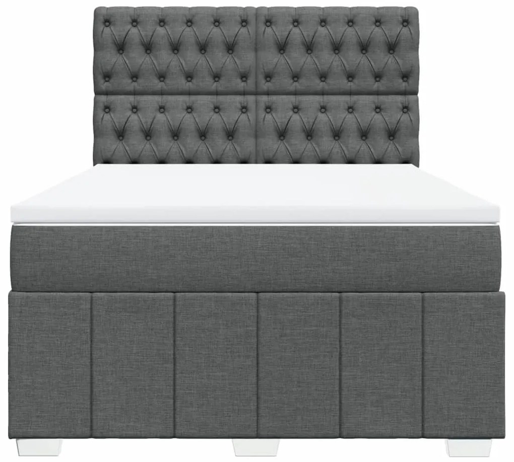 Κρεβάτι Boxspring με Στρώμα Σκούρο Γκρι 160x200 εκ Υφασμάτινο - Γκρι