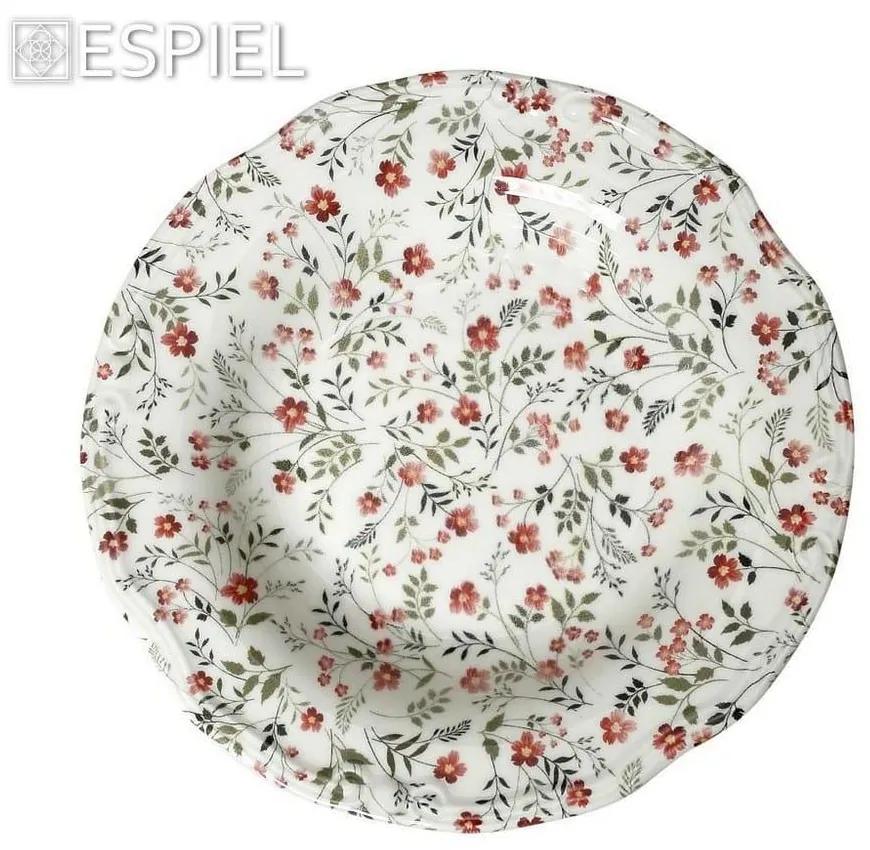 Πιάτο Blossom Βαθύ Rpl202K6 Φ24cm White-Red Espiel Κεραμικό