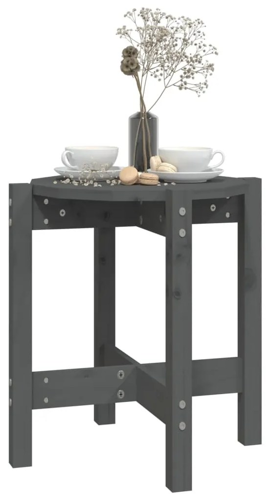 vidaXL Τραπεζάκι Σαλονιού Γκρι Ø 42,5x45 εκ. από Μασίφ Ξύλο Πεύκου
