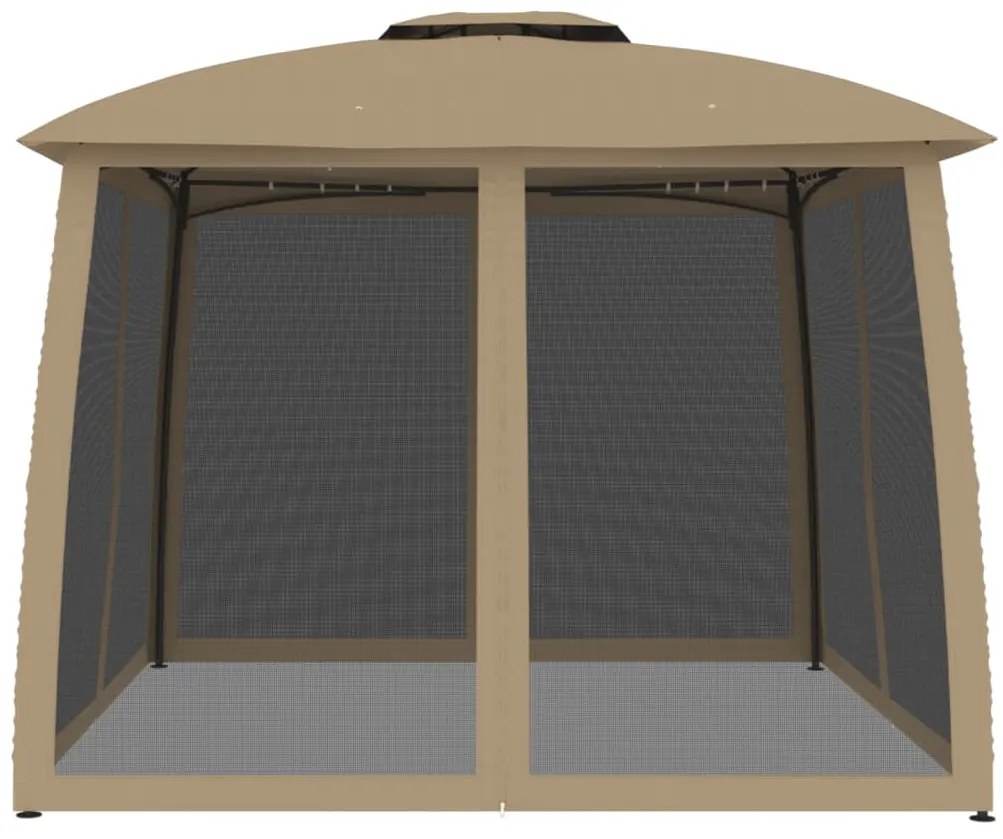 vidaXL Κιόσκι με Διπλούς Τοίχους/Δίχτυ Taupe 2,93x2,93 μ. από Ατσάλι