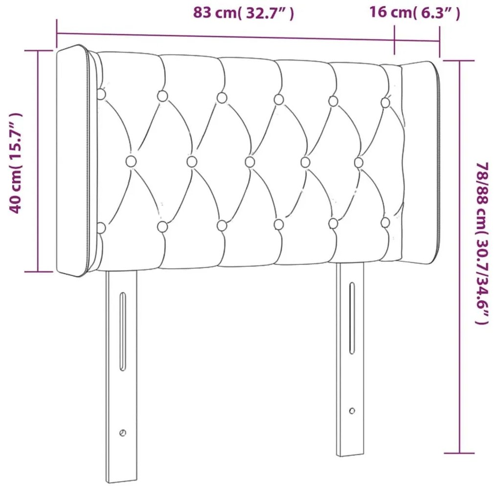 Κεφαλάρι Κρεβατιού LED Σκούρο Μπλε 83x16x78/88 εκ. Βελούδινο - Μπλε
