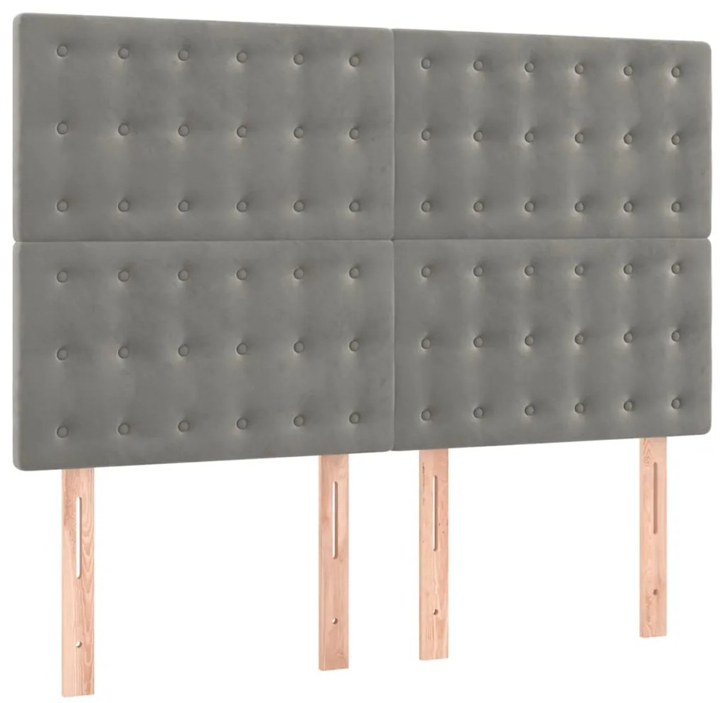 vidaXL Κρεβάτι Boxspring με Στρώμα Ανοιχτό Γκρι 140x200 εκ. Βελούδινο