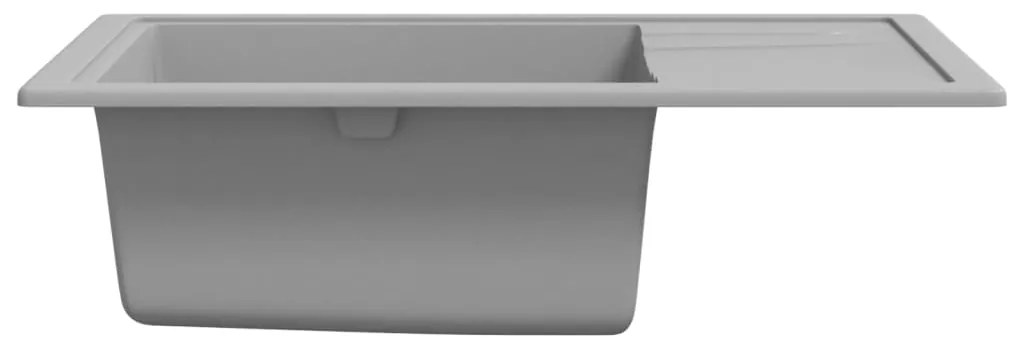 vidaXL Νεροχύτης με Οπή Υπερχείλισης Οβάλ Γκρι Γρανιτένιος