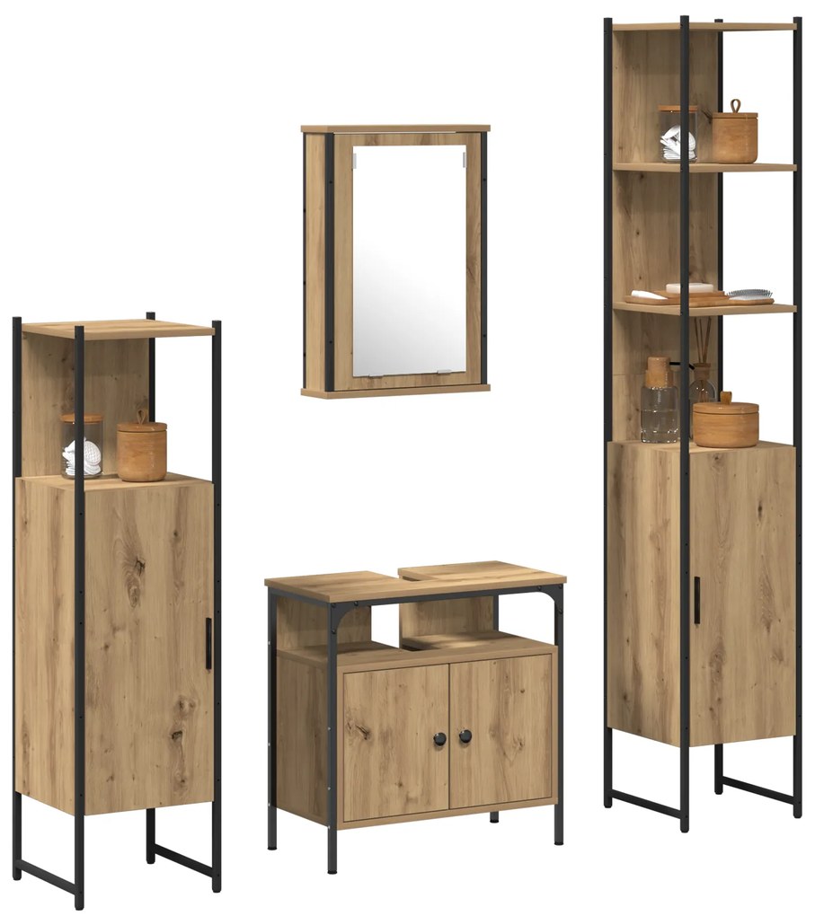 vidaXL Σετ επίπλων μπάνιου 4 τεμαχίων  σε Artisan Oak