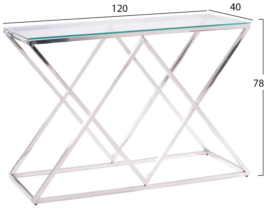 Κονσόλα Holland Με Γυαλί Και Βάση Χρωμίου 120x40x78 Ek.