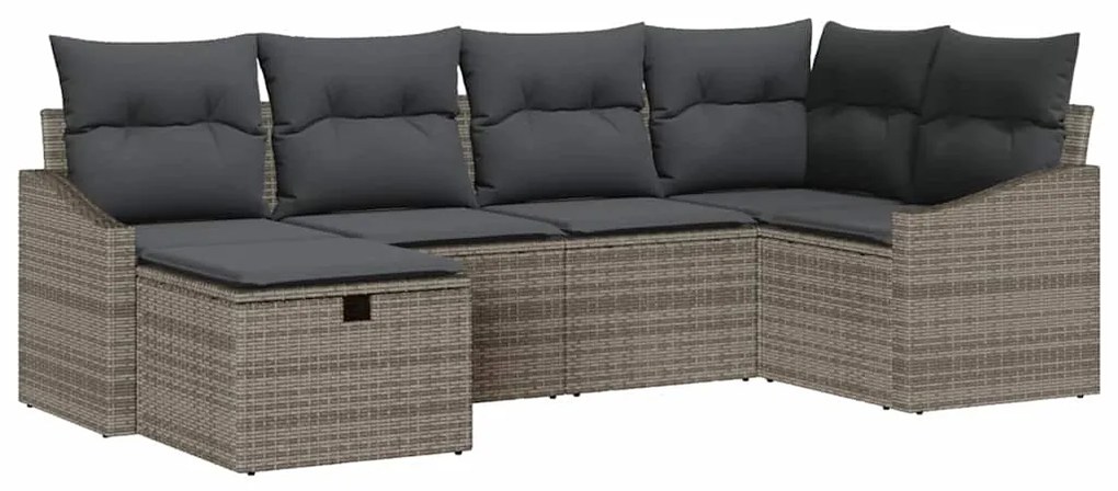 vidaXL Σετ Καναπέ Κήπου 6 pcs Γκρι Πολυ rattan, βαμμένο ατσάλι