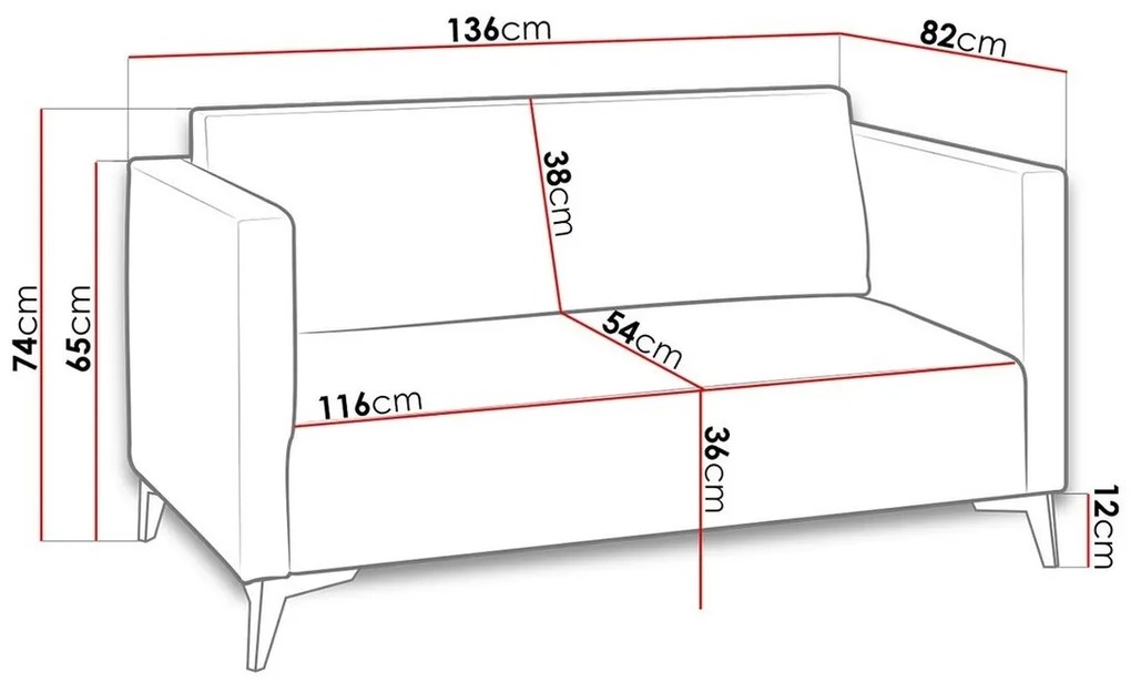 Καναπές Providence K101, Αριθμός θέσεων: 2, 136x82x74cm, 49 kg, Ταπισερί, Πόδια: Πλαστική ύλη | Epipla1.gr