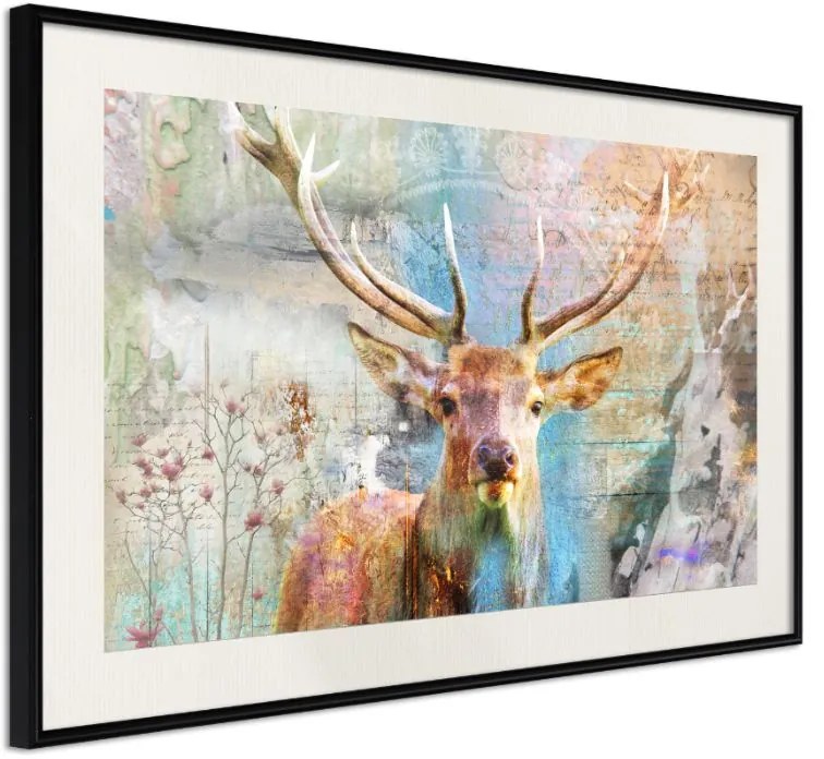 Αφίσα - Pastel Deer - 30x20 - Μαύρο - Με πασπαρτού