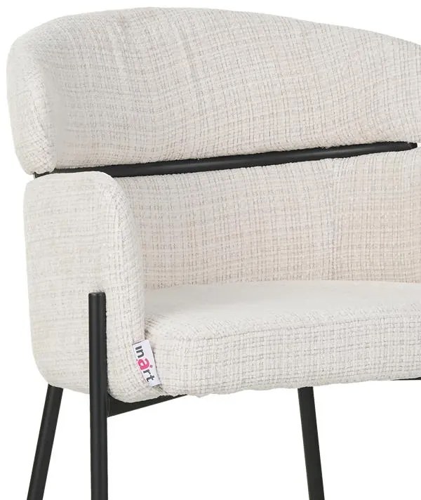 Σκαμπό μπαρ Tolerse Inart μπεζ ύφασμα-πόδι μαύρο μέταλλο 2αδα 55x60x97 εκ.