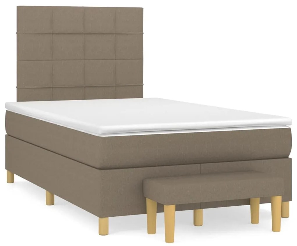 Κρεβάτι Boxspring με Στρώμα Taupe 120x190 εκ. Υφασμάτινο - Μπεζ-Γκρι