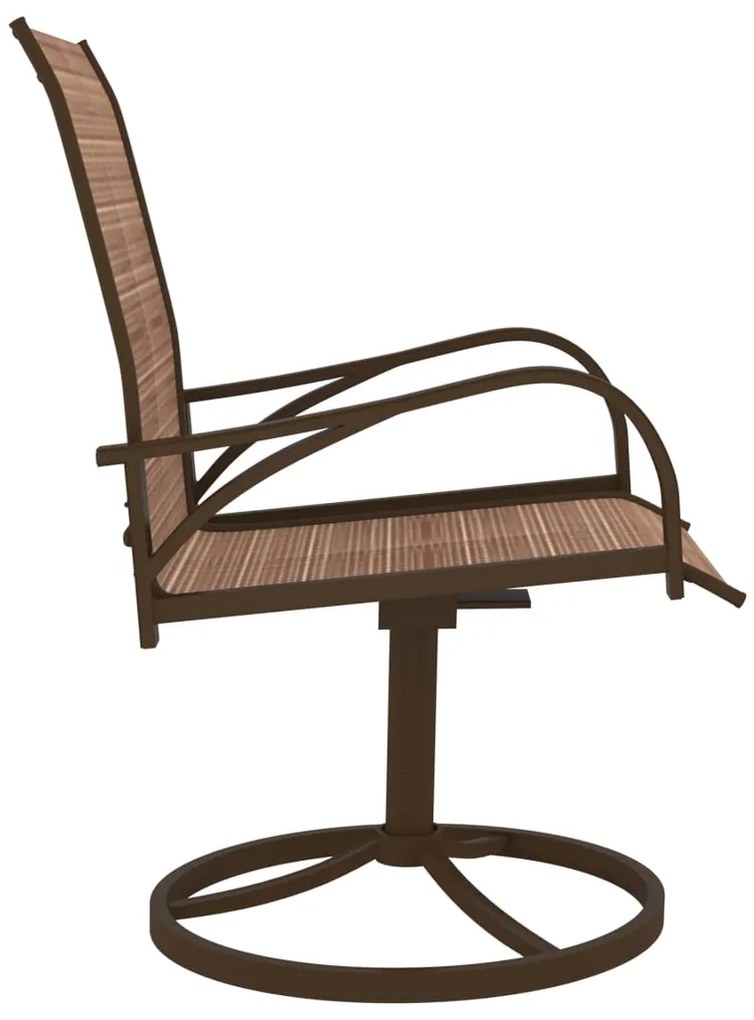 vidaXL Καρέκλες Κήπου Περιστρεφόμενες 2 τεμ. Καφέ από Ατσάλι/Textilene