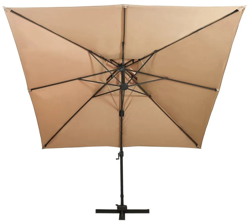 vidaXL Ομπρέλα Κρεμαστή με Διπλή Οροφή Taupe 300 x 300 εκ.